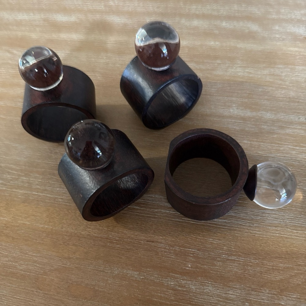 Forged metal Napkin Rings with Glass Accents